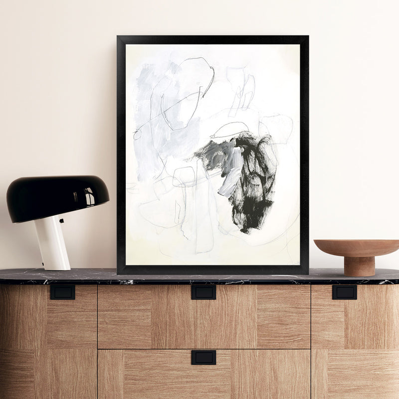 Shop Black & White II Art Print-Abstract, Portrait, Rectangle, View All, White-framed painted poster wall decor artwork