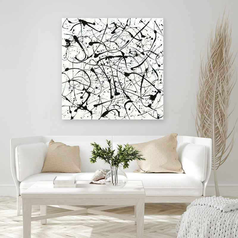 Shop Free For All (Square) Canvas Art Print-Abstract, Black, Square, View All, White-framed wall decor artwork