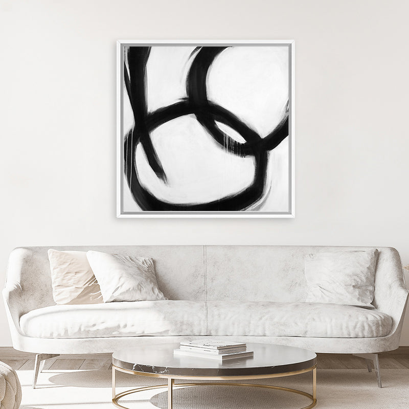 Shop Hoop Dreams V1 (Square) Canvas Art Print-Abstract, Black, Square, View All, White-framed wall decor artwork