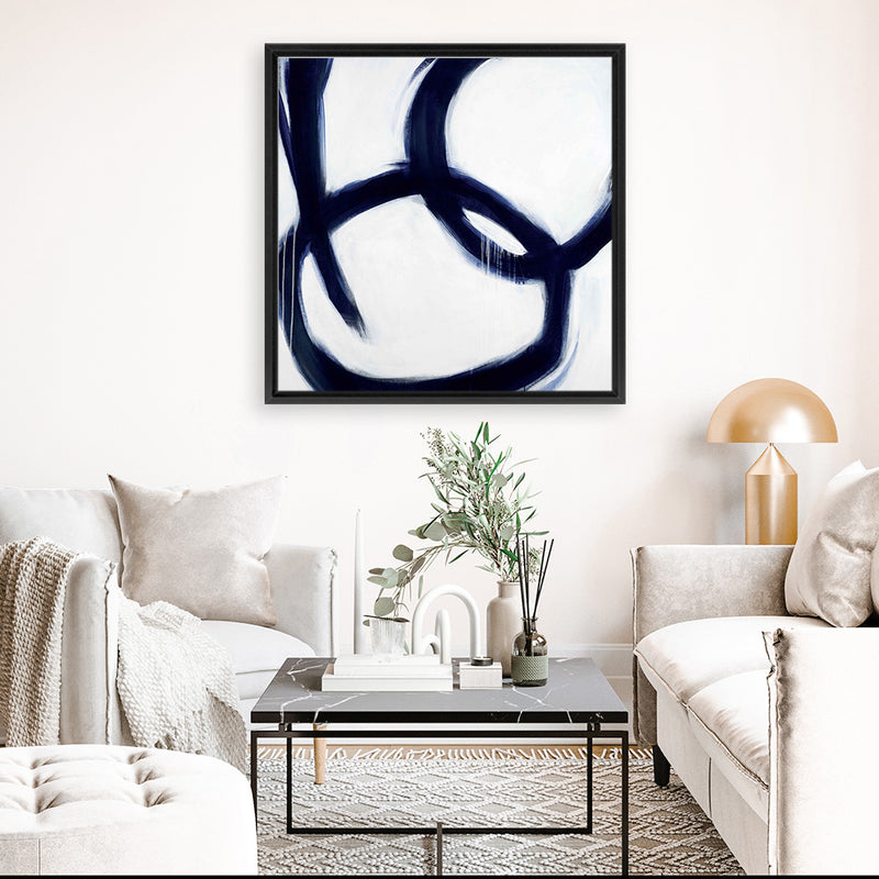Shop Hoop Dreams (Square) Canvas Art Print-Abstract, Blue, Square, View All, White-framed wall decor artwork