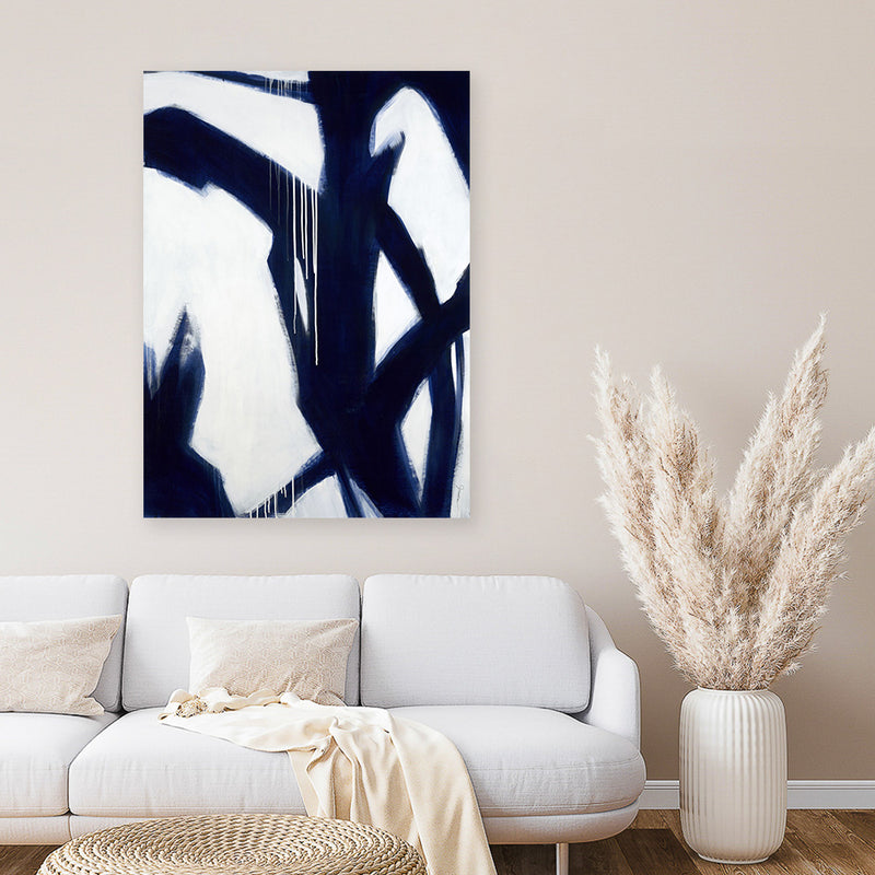 Shop True Blue Canvas Art Print-Abstract, Blue, Portrait, Rectangle, View All-framed wall decor artwork