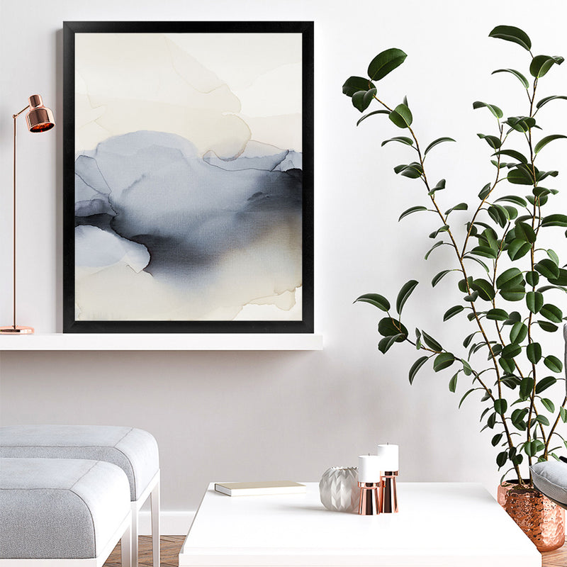 Shop Past Clouds I Blue Art Print-Abstract, Blue, Neutrals, Portrait, Rectangle, View All-framed painted poster wall decor artwork