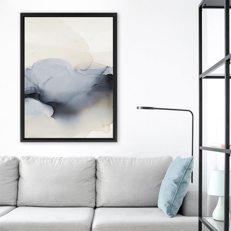 Shop Past Clouds I Blue Canvas Art Print-Abstract, Blue, Neutrals, Portrait, Rectangle, View All-framed wall decor artwork