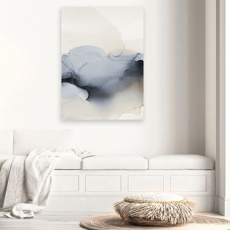 Shop Past Clouds I Blue Canvas Art Print-Abstract, Blue, Neutrals, Portrait, Rectangle, View All-framed wall decor artwork