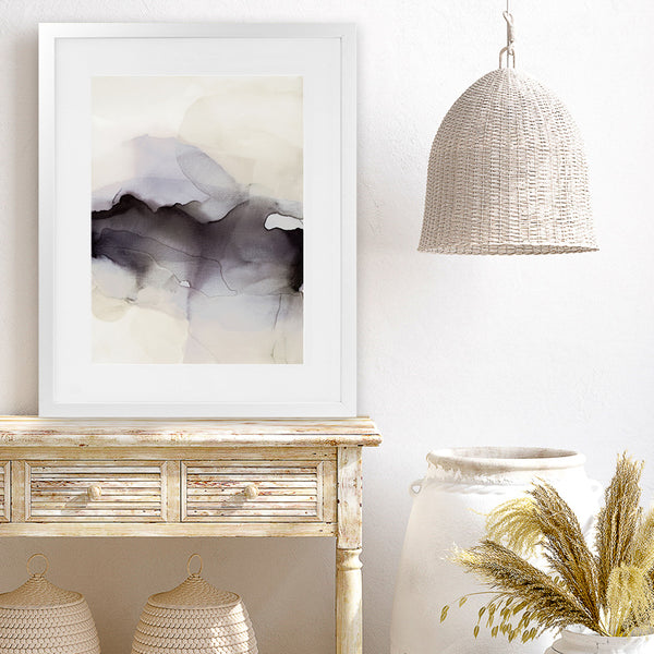 Shop Past Clouds II Art Print-Abstract, Black, Grey, Neutrals, Portrait, Rectangle, View All-framed painted poster wall decor artwork