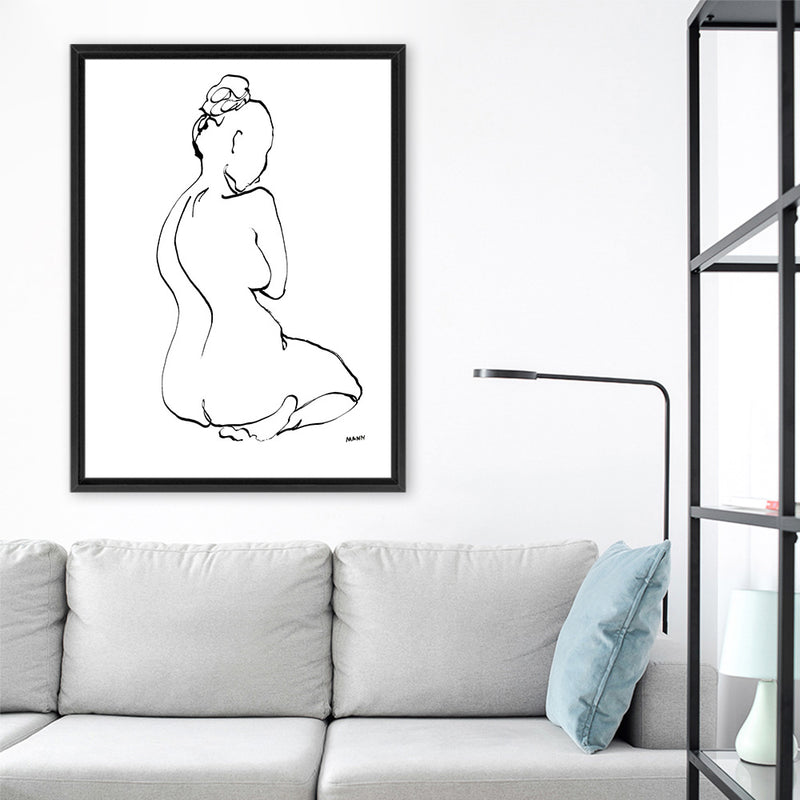 Shop Contours I Canvas Art Print-Abstract, Black, People, Portrait, Rectangle, View All, White-framed wall decor artwork