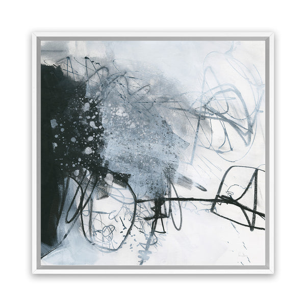 Shop Whats Happening III (Square) Canvas Art Print-Abstract, Black, Square, View All, WA, White-framed wall decor artwork
