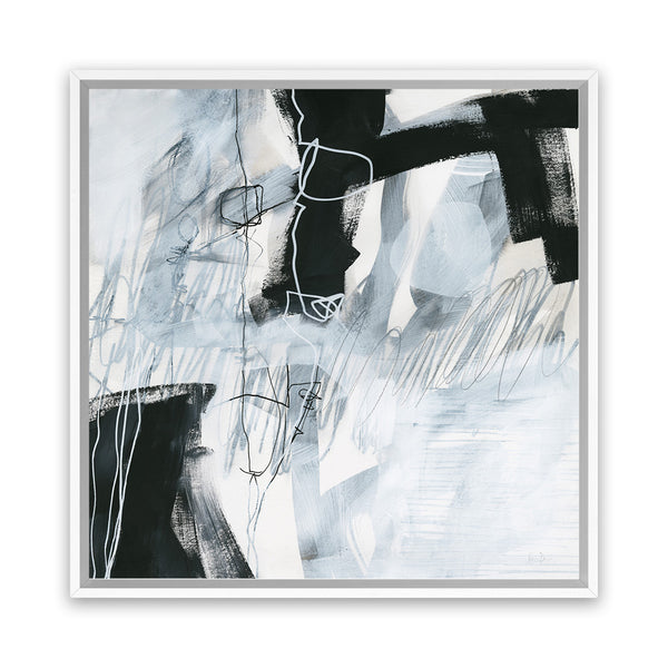 Shop Whats Happening V (Square) Canvas Art Print-Abstract, Black, Square, View All, WA, White-framed wall decor artwork