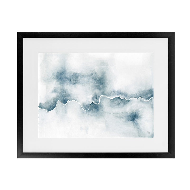 Shop Flow Art Print-Abstract, Blue, Horizontal, Rectangle, View All, WA, White-framed painted poster wall decor artwork