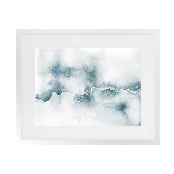 Shop Flow Art Print-Abstract, Blue, Horizontal, Rectangle, View All, WA, White-framed painted poster wall decor artwork