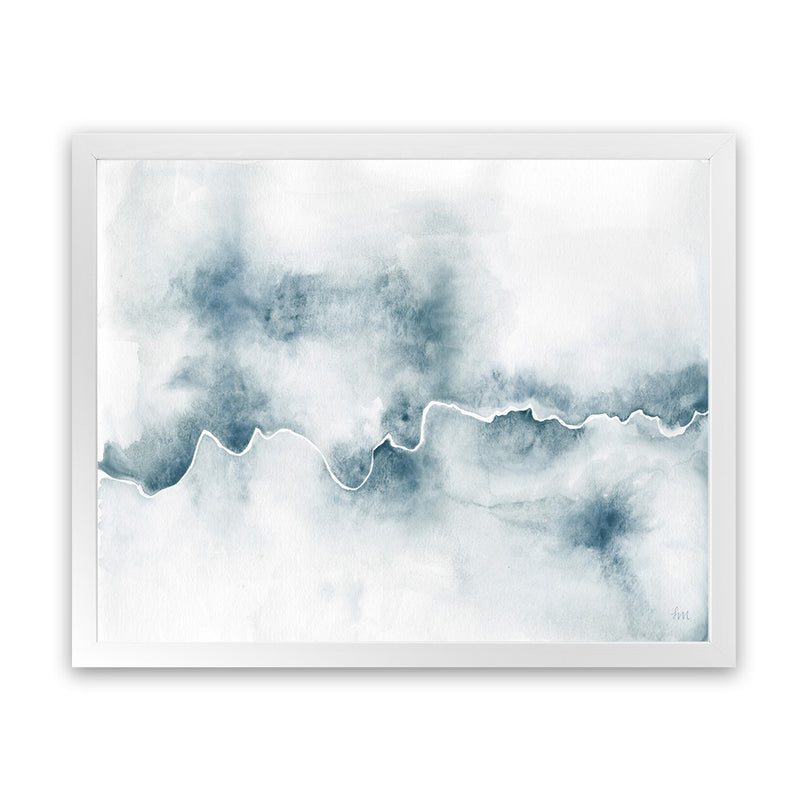 Shop Flow Art Print-Abstract, Blue, Horizontal, Rectangle, View All, WA, White-framed painted poster wall decor artwork