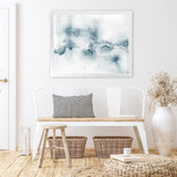 Shop Flow Art Print-Abstract, Blue, Horizontal, Rectangle, View All, WA, White-framed painted poster wall decor artwork