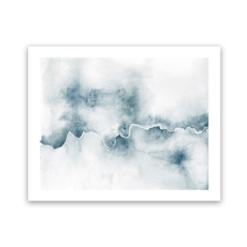 Shop Flow Art Print-Abstract, Blue, Horizontal, Rectangle, View All, WA, White-framed painted poster wall decor artwork