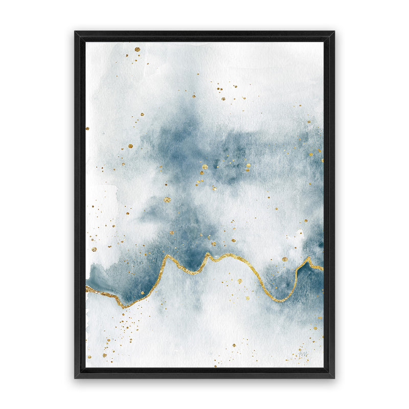 Shop Flow with Gold II Canvas Art Print-Abstract, Blue, Portrait, Rectangle, View All, WA, White-framed wall decor artwork