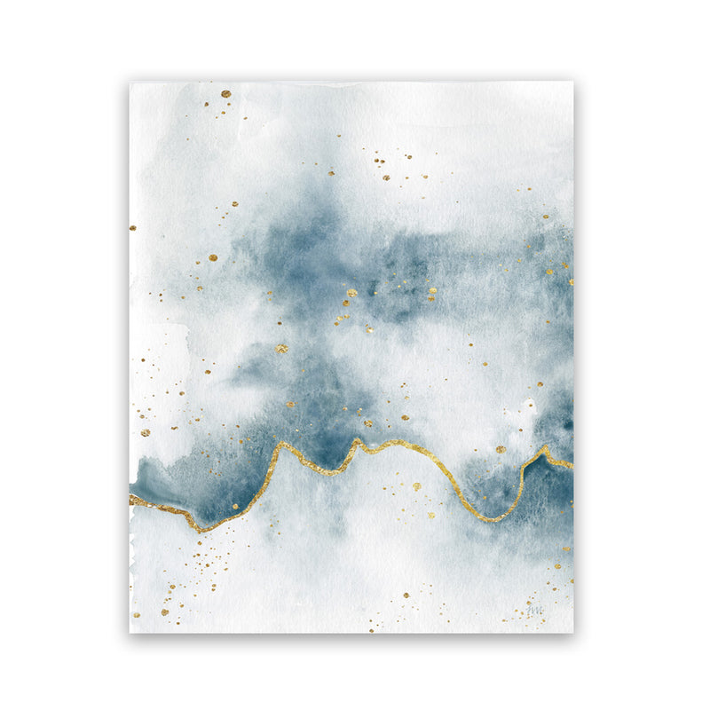 Shop Flow with Gold II Art Print-Abstract, Blue, Portrait, Rectangle, View All, WA, White-framed painted poster wall decor artwork