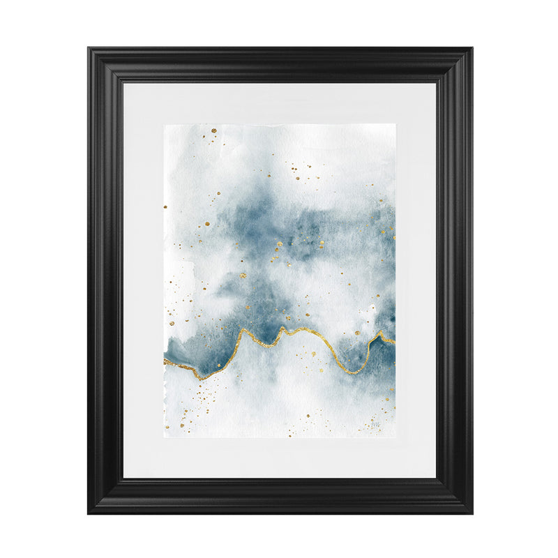 Shop Flow with Gold II Art Print-Abstract, Blue, Portrait, Rectangle, View All, WA, White-framed painted poster wall decor artwork