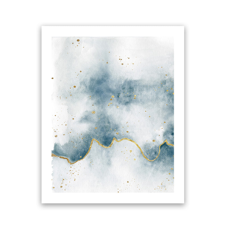 Shop Flow with Gold II Art Print-Abstract, Blue, Portrait, Rectangle, View All, WA, White-framed painted poster wall decor artwork