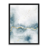 Shop Flow with Gold III Canvas Art Print-Abstract, Blue, Portrait, Rectangle, View All, WA, White-framed wall decor artwork