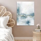 Shop Flow with Gold III Canvas Art Print-Abstract, Blue, Portrait, Rectangle, View All, WA, White-framed wall decor artwork