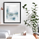 Shop Flow with Gold III Art Print-Abstract, Blue, Portrait, Rectangle, View All, WA, White-framed painted poster wall decor artwork