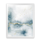 Shop Flow with Gold III Art Print-Abstract, Blue, Portrait, Rectangle, View All, WA, White-framed painted poster wall decor artwork