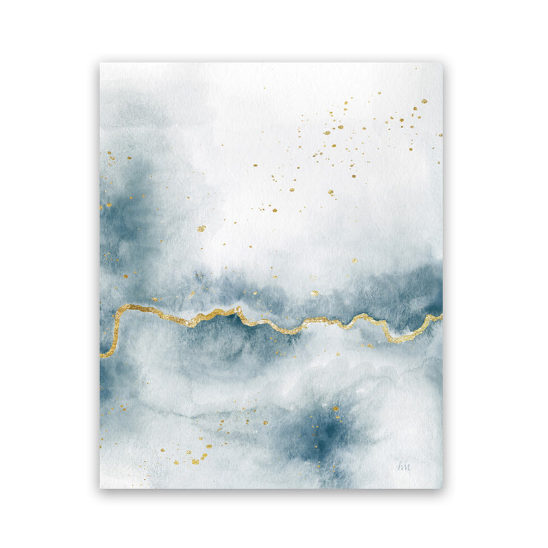 Shop Flow with Gold III Art Print-Abstract, Blue, Portrait, Rectangle, View All, WA, White-framed painted poster wall decor artwork