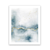 Shop Flow with Gold III Art Print-Abstract, Blue, Portrait, Rectangle, View All, WA, White-framed painted poster wall decor artwork