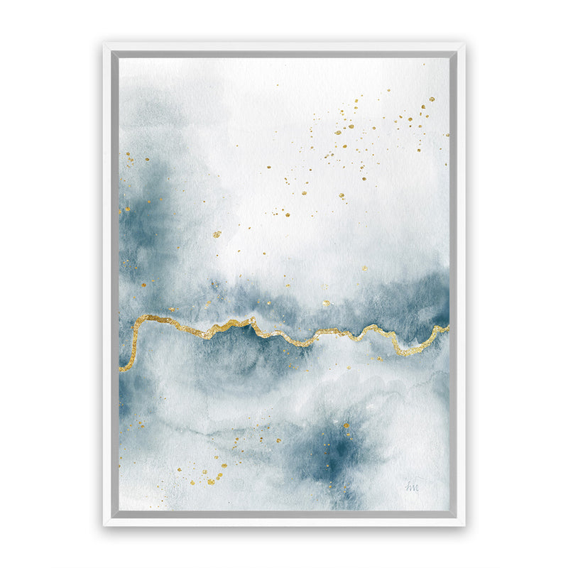 Shop Flow with Gold III Canvas Art Print-Abstract, Blue, Portrait, Rectangle, View All, WA, White-framed wall decor artwork