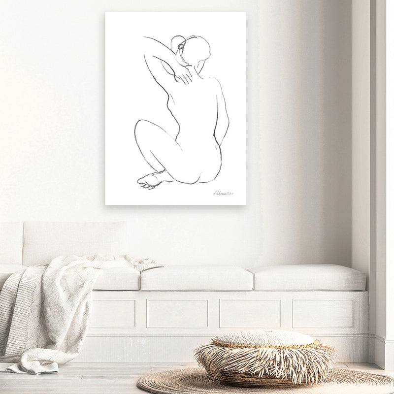Shop Nude Sketch I Canvas Art Print-Abstract, Portrait, Rectangle, View All, WA, White-framed wall decor artwork