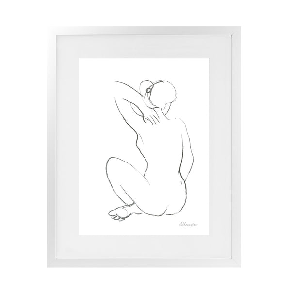 Shop Nude Sketch I Art Print-Abstract, Portrait, Rectangle, View All, WA, White-framed painted poster wall decor artwork