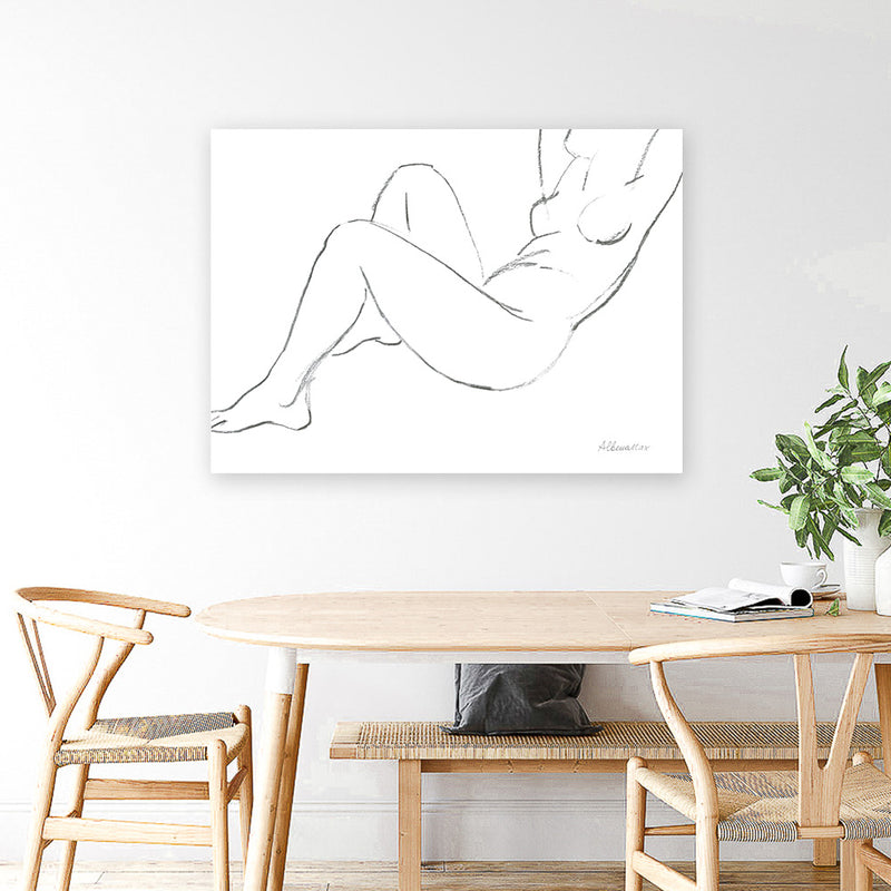 Shop Nude Sketch II Canvas Art Print-Abstract, Horizontal, Rectangle, View All, WA, White-framed wall decor artwork
