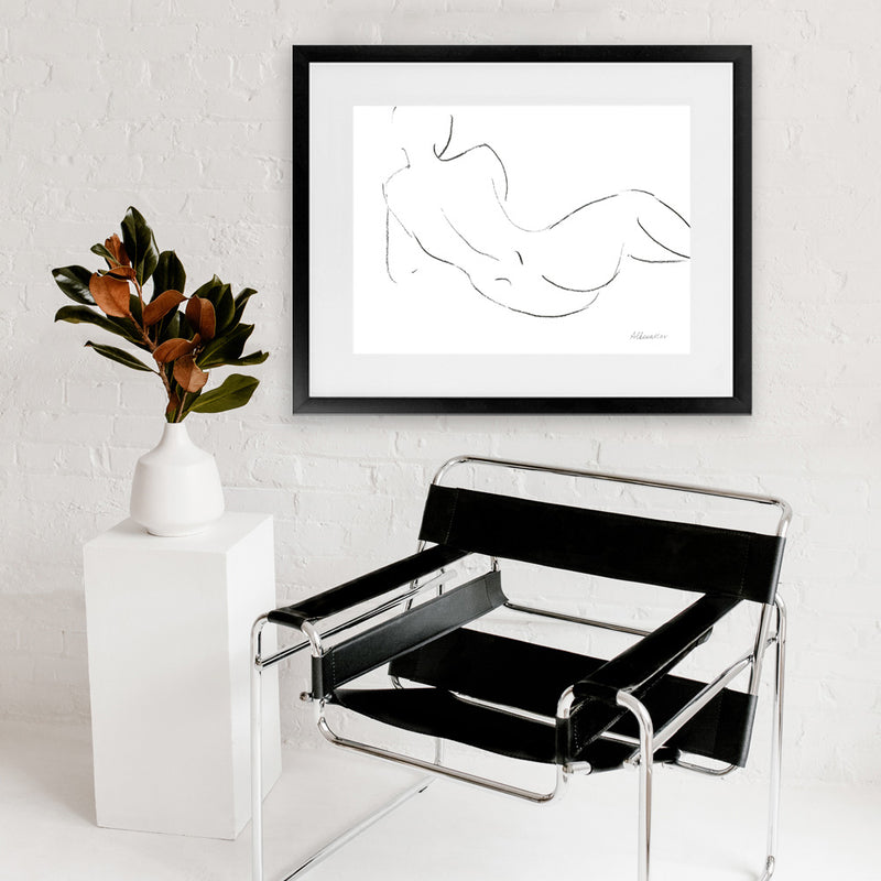 Shop Nude Sketch III Art Print-Abstract, Horizontal, Rectangle, View All, WA, White-framed painted poster wall decor artwork