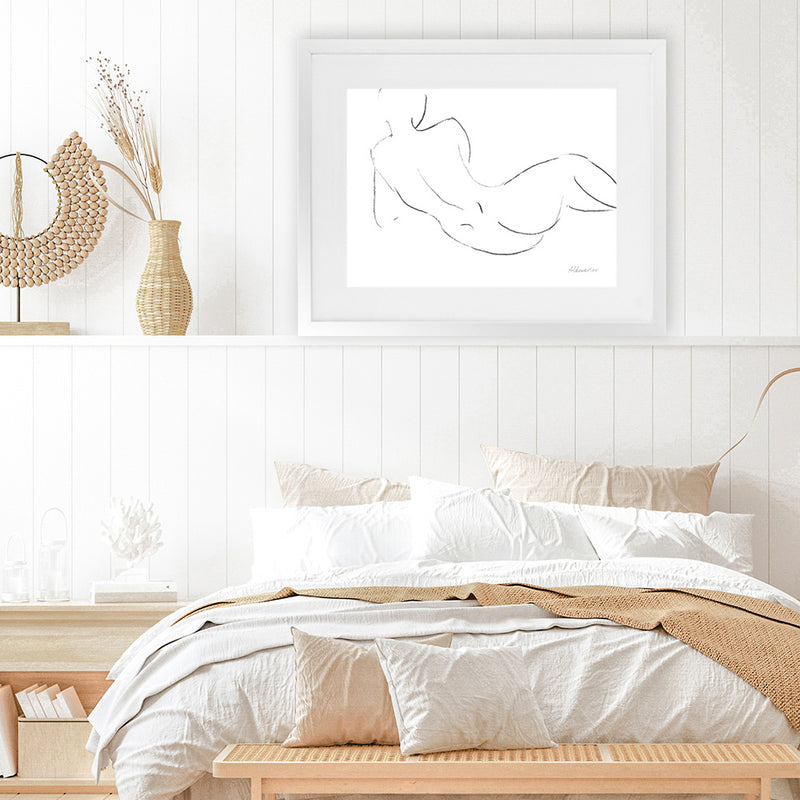 Shop Nude Sketch III Art Print-Abstract, Horizontal, Rectangle, View All, WA, White-framed painted poster wall decor artwork