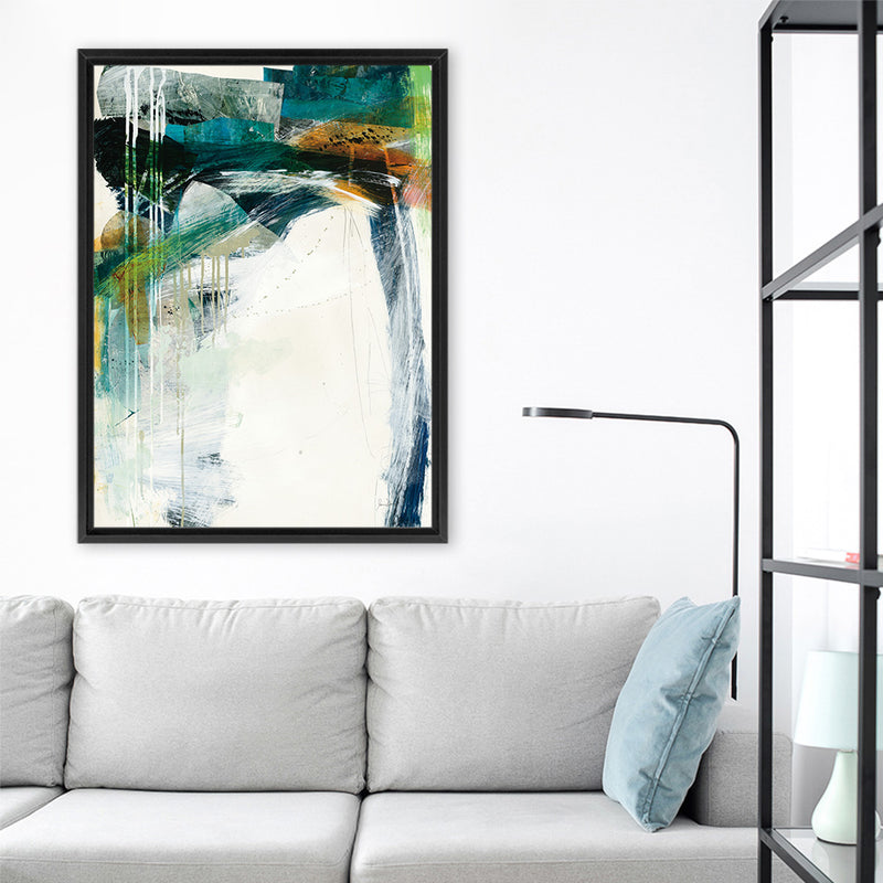 Shop Turbulence IV Canvas Art Print-Abstract, Blue, Green, Portrait, Rectangle, View All, WA, White-framed wall decor artwork