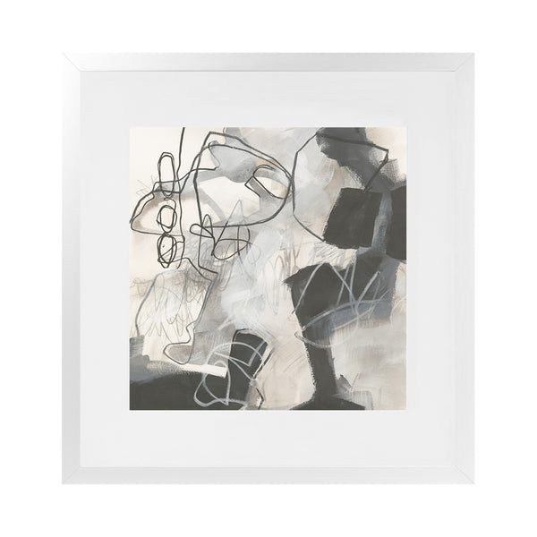 Shop Whats Happening II Neutral (Square) Art Print-Abstract, Black, Square, View All, WA, White-framed painted poster wall decor artwork