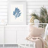 Shop Sea Garden III Royal Blue Art Print-Blue, Botanicals, Portrait, Rectangle, View All, WA, White-framed painted poster wall decor artwork
