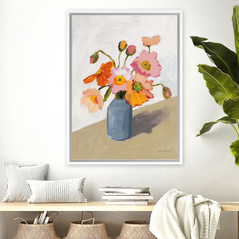 Shop Subtle Bouquet Canvas Art Print-Brown, Florals, Orange, Pink, Portrait, Rectangle, View All, WA-framed wall decor artwork