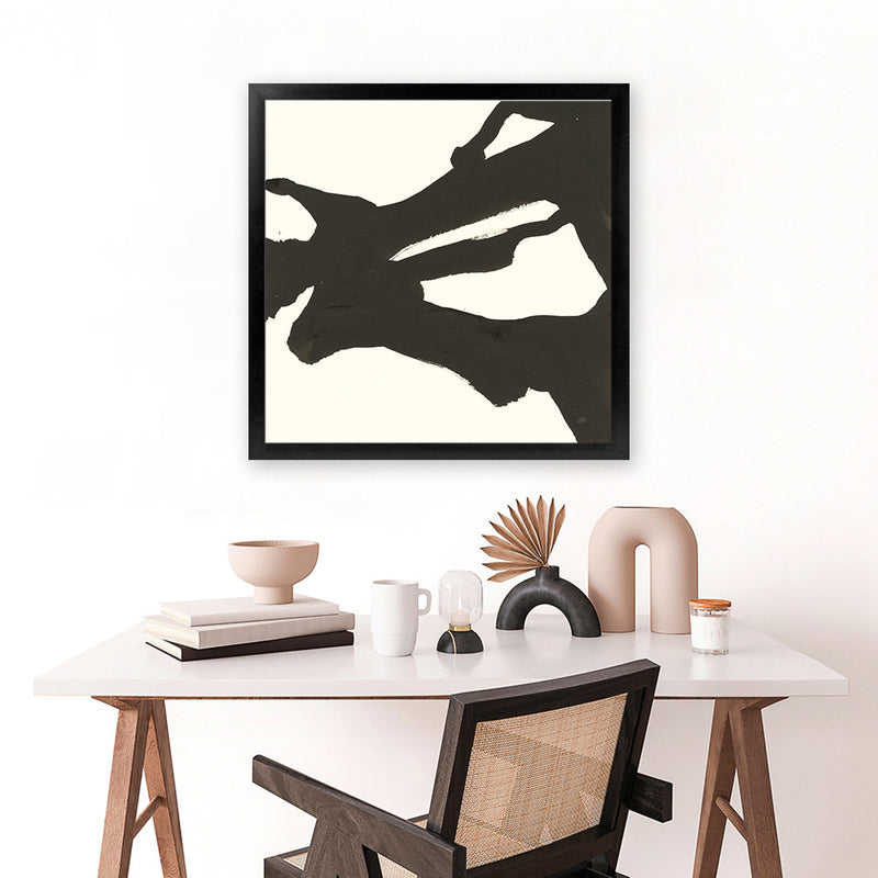 Shop Black Gesture II (Square) Art Print-Abstract, Black, Square, View All, WA, White-framed painted poster wall decor artwork
