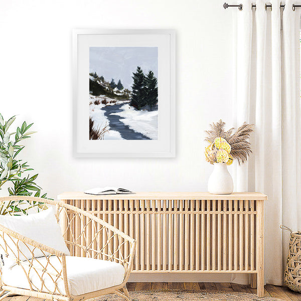 Shop Winter Trails Art Print-Abstract, Portrait, Purple, Rectangle, View All, WA-framed painted poster wall decor artwork
