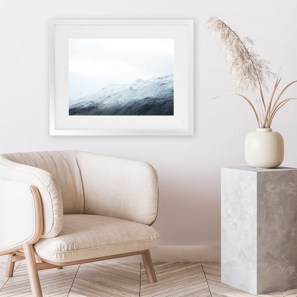 Shop Mountain Gradient Art Print-Abstract, Blue, Horizontal, Rectangle, View All, WA, White-framed painted poster wall decor artwork