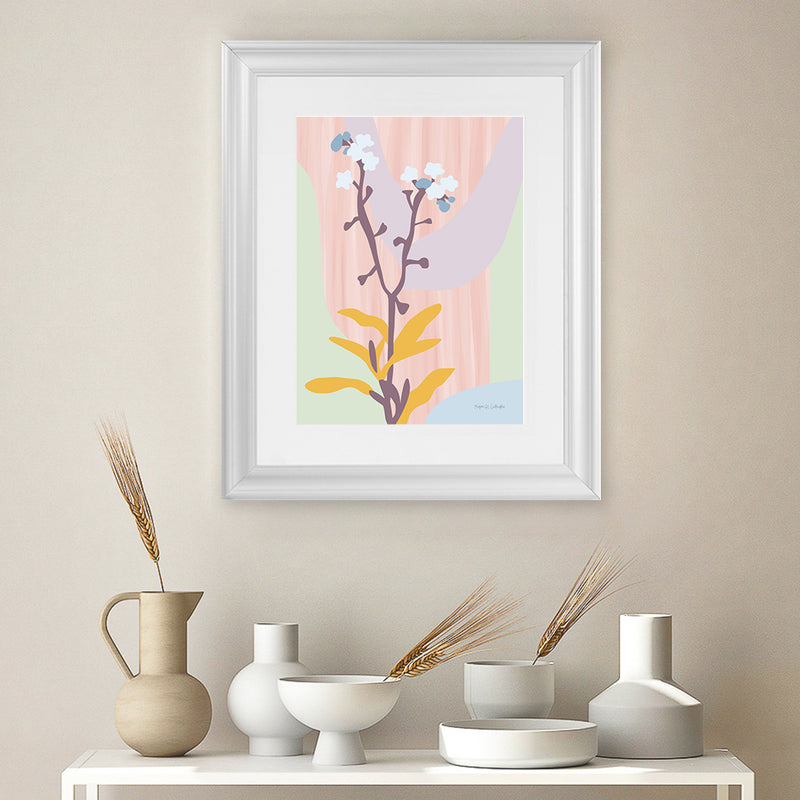Shop Don't Forget Me Pastel Art Print-Florals, Pink, Portrait, Rectangle, View All, WA-framed painted poster wall decor artwork