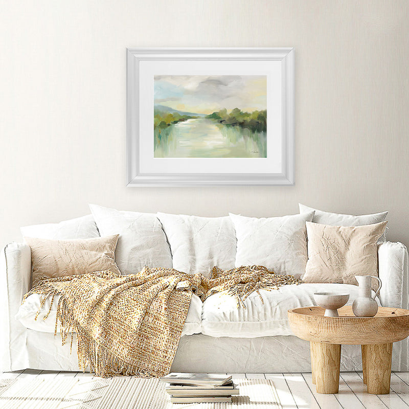 Shop April River Art Print-Abstract, Green, Horizontal, Rectangle, View All, WA-framed painted poster wall decor artwork