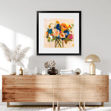 Shop Boho Blooms (Square) Art Print-Florals, Orange, Square, View All, WA, Yellow-framed painted poster wall decor artwork