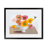 Shop Sorbet Poppies I Art Print-Florals, Horizontal, Rectangle, View All, WA, Yellow-framed painted poster wall decor artwork