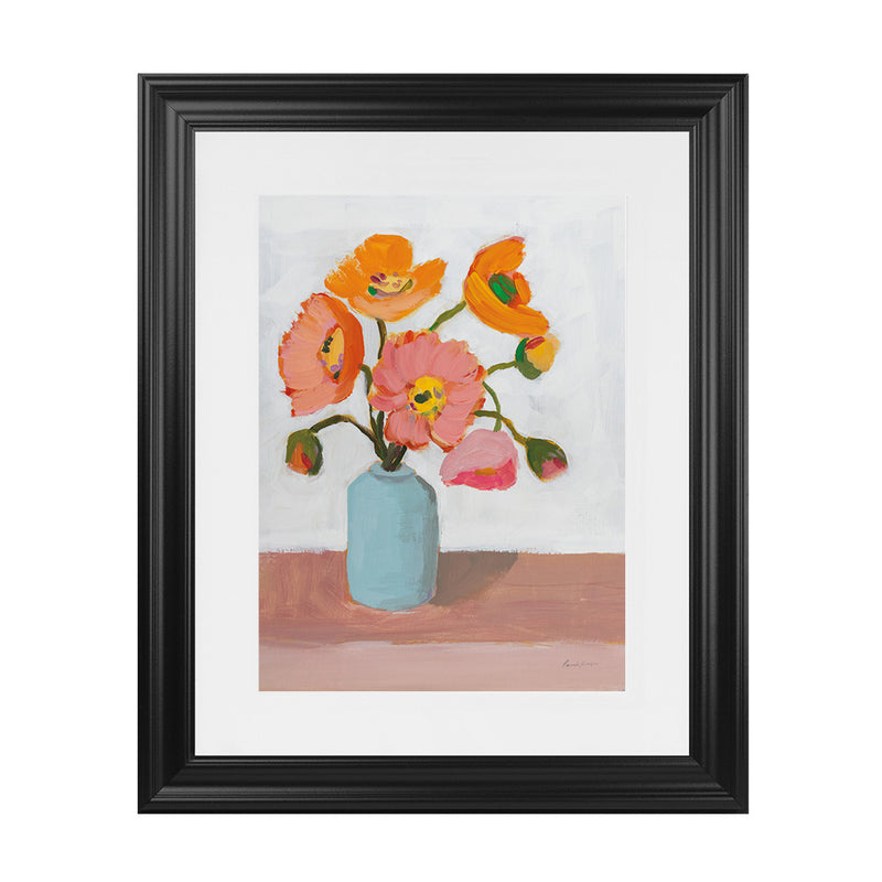 Shop Sorbet Poppies II Art Print-Florals, Orange, Pink, Portrait, Rectangle, View All, WA-framed painted poster wall decor artwork