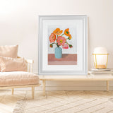 Shop Sorbet Poppies II Art Print-Florals, Orange, Pink, Portrait, Rectangle, View All, WA-framed painted poster wall decor artwork