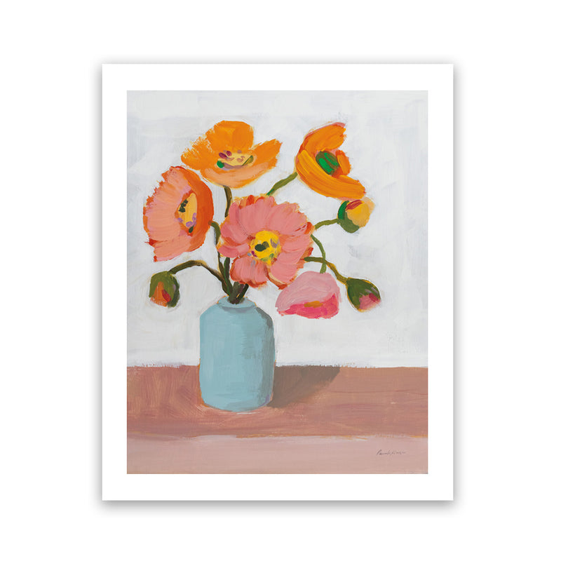 Shop Sorbet Poppies II Art Print-Florals, Orange, Pink, Portrait, Rectangle, View All, WA-framed painted poster wall decor artwork