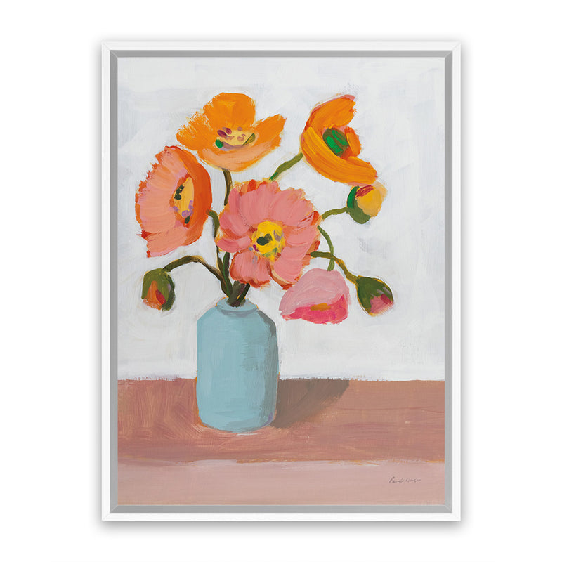 Shop Sorbet Poppies II Canvas Art Print-Florals, Orange, Pink, Portrait, Rectangle, View All, WA-framed wall decor artwork