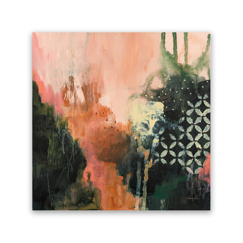 Shop Abstract Layers I Sunrise (Square) Canvas Art Print-Abstract, Green, Orange, Square, View All, WA-framed wall decor artwork