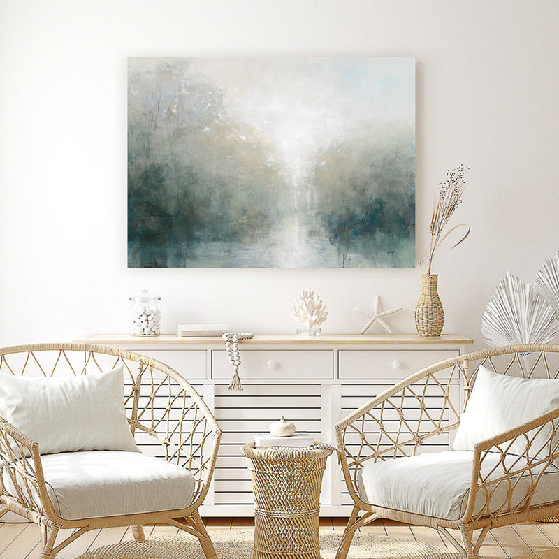 Shop Still Morning Canvas Art Print-Abstract, Green, Horizontal, Rectangle, View All, WA-framed wall decor artwork